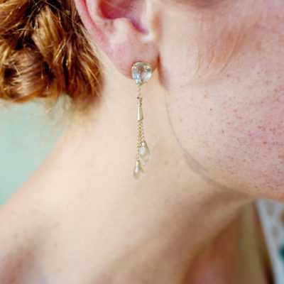 14 karaat gouden oorhangers met prasioliet