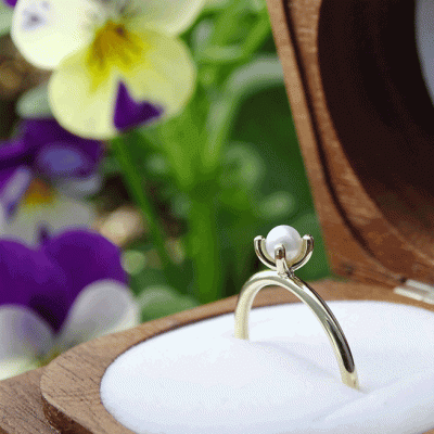 gouden ring met parel